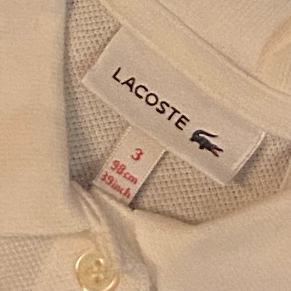 Authentic LACOSTE White Pique Polo Shirt Girls Size 3 Years - Picture 3 of 4